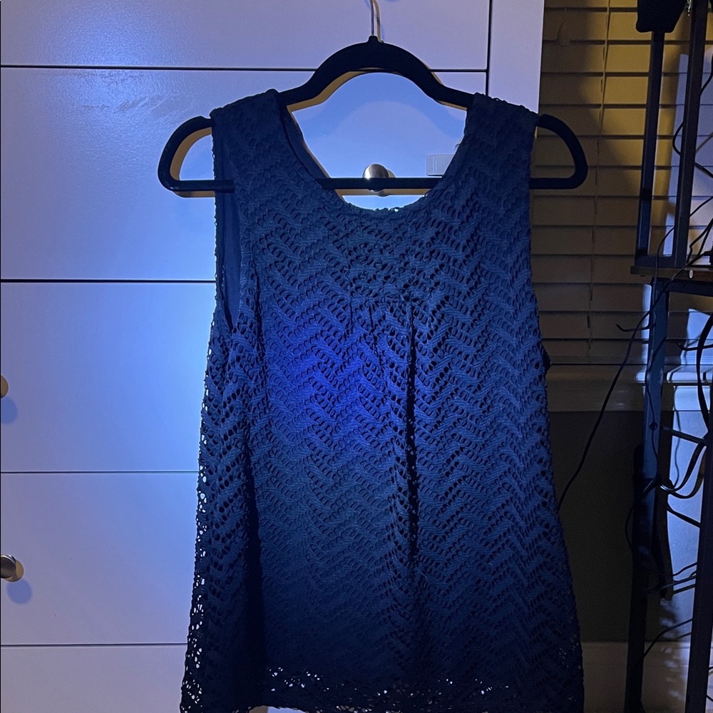 Like New Banana Republic Navy Lace Tank Top